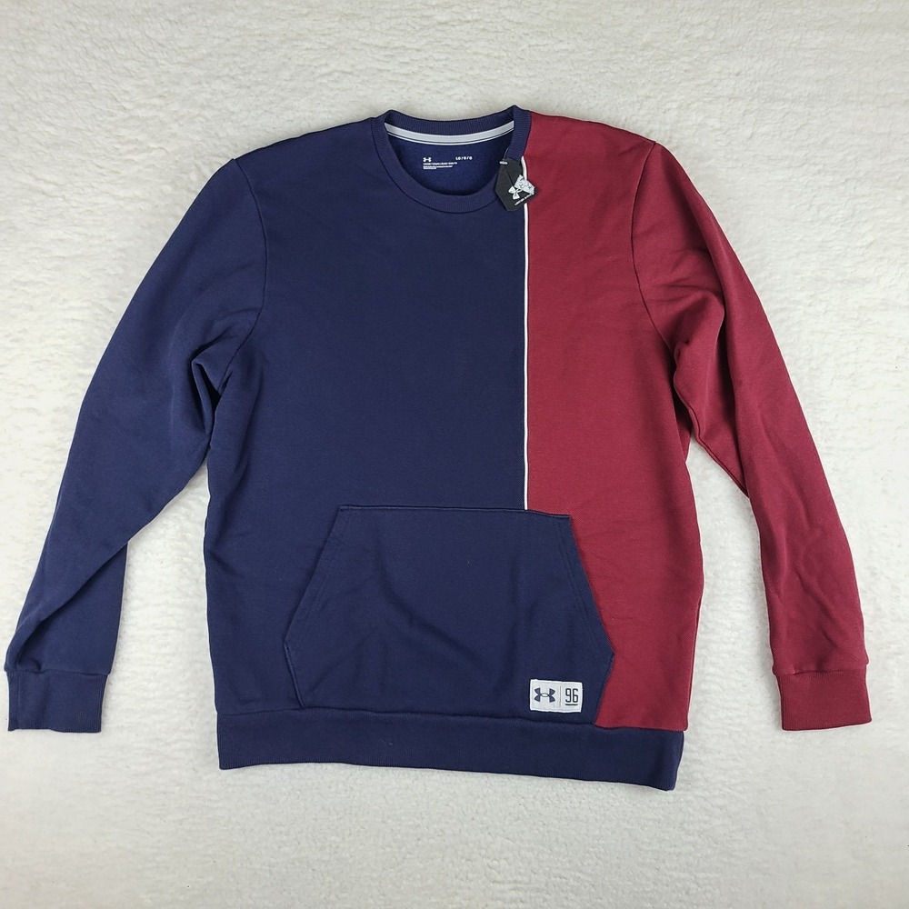 Under Armour Sweater Mens Large Blue‎ Navy Red Crewneck Sweatshirt